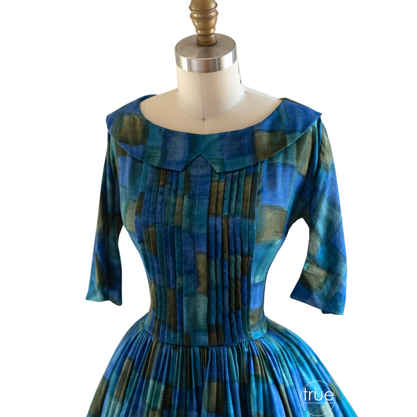 vintage 1950's dress R&K Originals blue rothko-esque dress